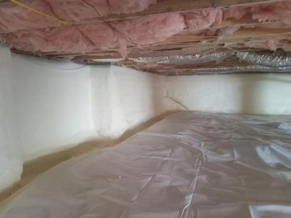Crawl space encapsulation with closed-cell spray foam for Roof Leak Repair in Sherwood